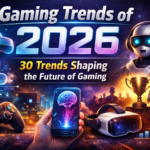 Gaming Trends of 2026 feature image with AI, VR, cloud gaming, and eSports.