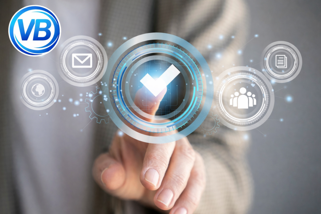 Unified threat management digital security concept with business professional selecting secure network interface